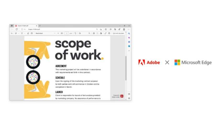 Microsoft Edge, Adobe Acrobat PDF Özellikleri Kazanacak