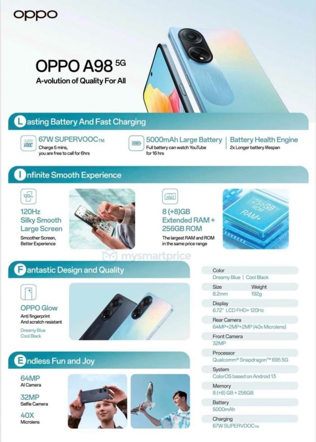Oppo A98 5G Özellik listesi