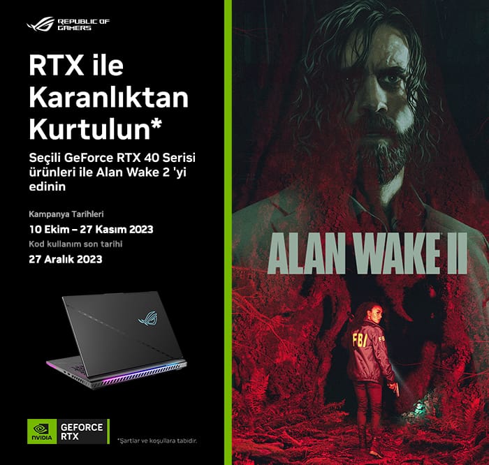 NVIDIA RTX 40 Ekran Kartlı ASUS ROG Notebook Alanlara Alan Wake 2 Hediye