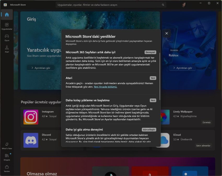 Microsoft Store Değişiklik Günlüğünü İçeren “Yenilikler” Özelliğine Kavuşuyor