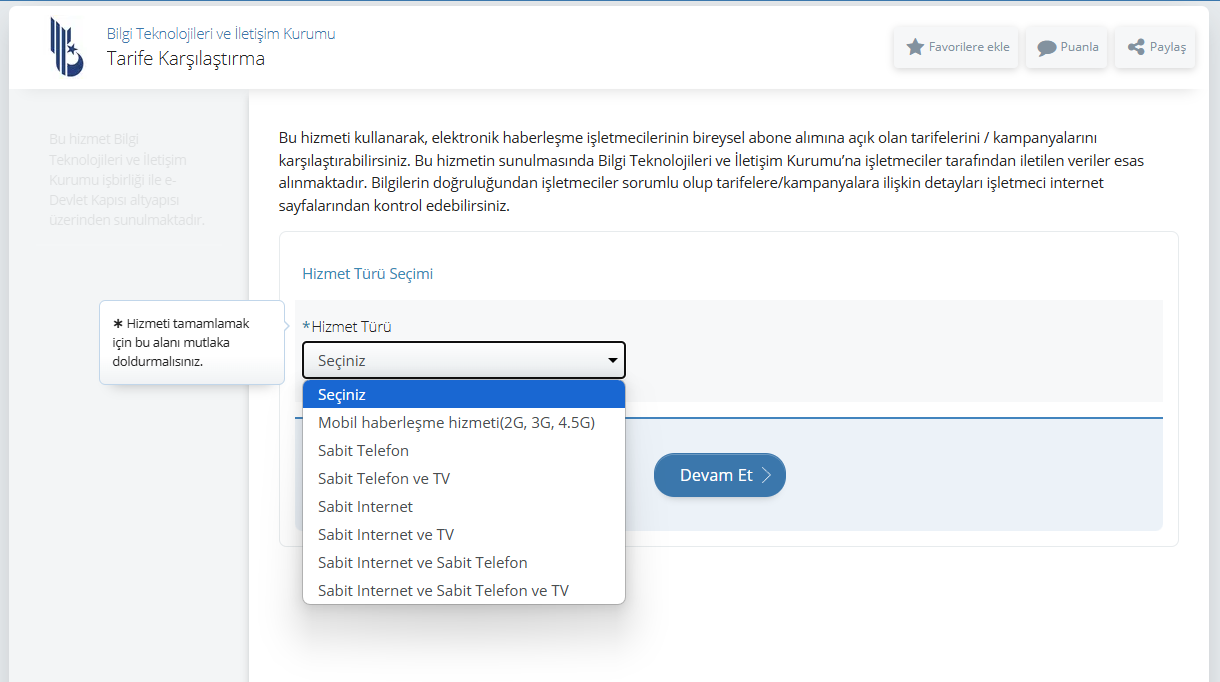 e-Devlet Tarife Karşılaştırma Sistemi sonunda geldi! 7 e-Devlet Tarife Karşılaştırma Sistemi